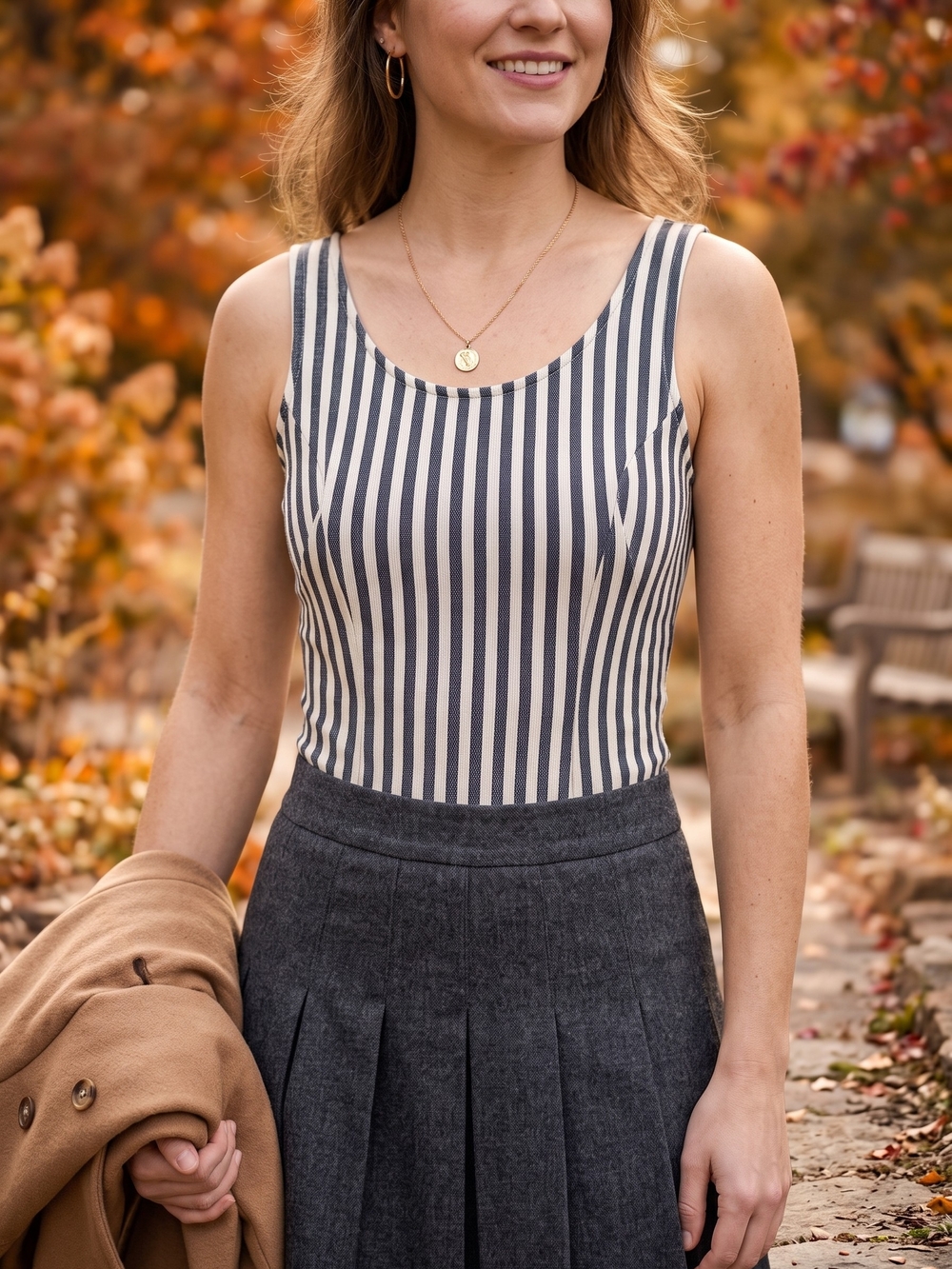 Vintage 90s Pinstripe Bodysuit Office Siren Dark Academia Corpcore Top
